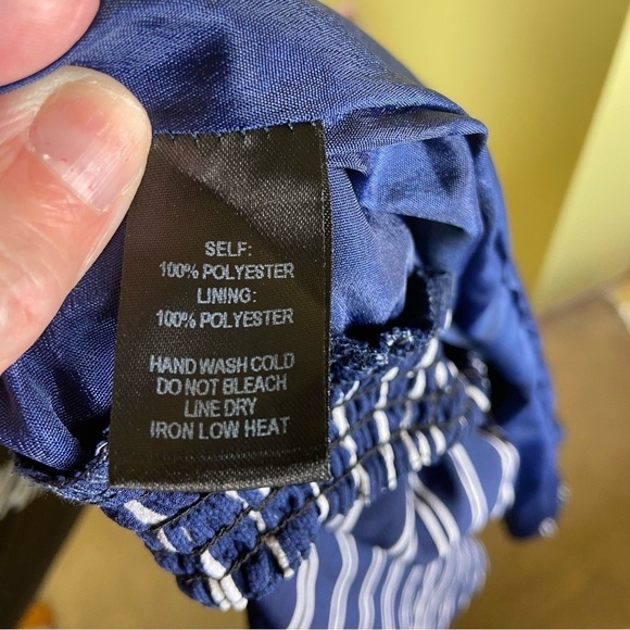 Lulu’s Salt Water and Sun X- Small Jumpsuit. Wide Leg Navy Blue/White Strapless. - Picture 6 of 6